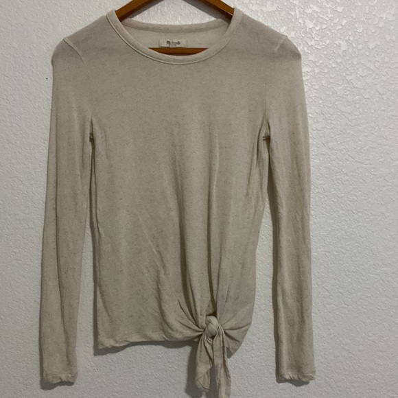 Madewell Long Sleeve T Shirt Front Tie Top - Picture 2 of 8